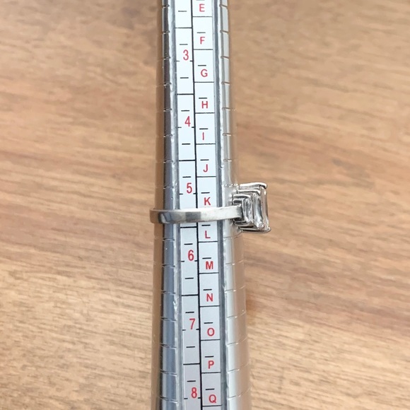 Sterling Silver CZ Emerald Cut Engagement Ring - Picture 6 of 6